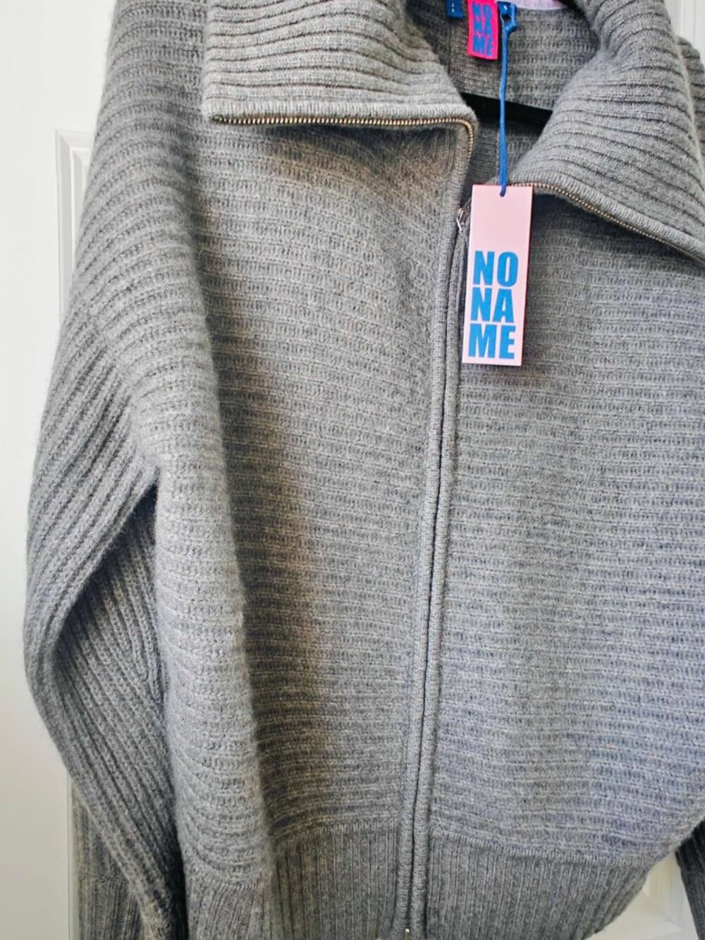 New NoName Grey Chunky Zip-up Cashmere Cardigan Jacket - Picture 6 of 8